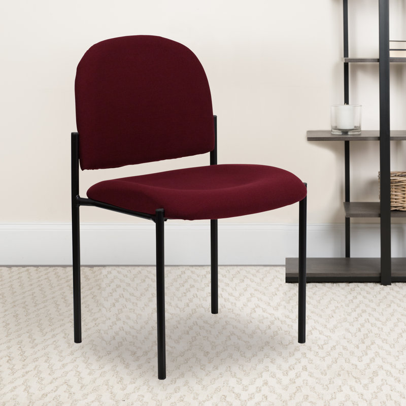 Comfort Stackable Steel Side Reception Chair, Without Arms, Burgundy Fabric
