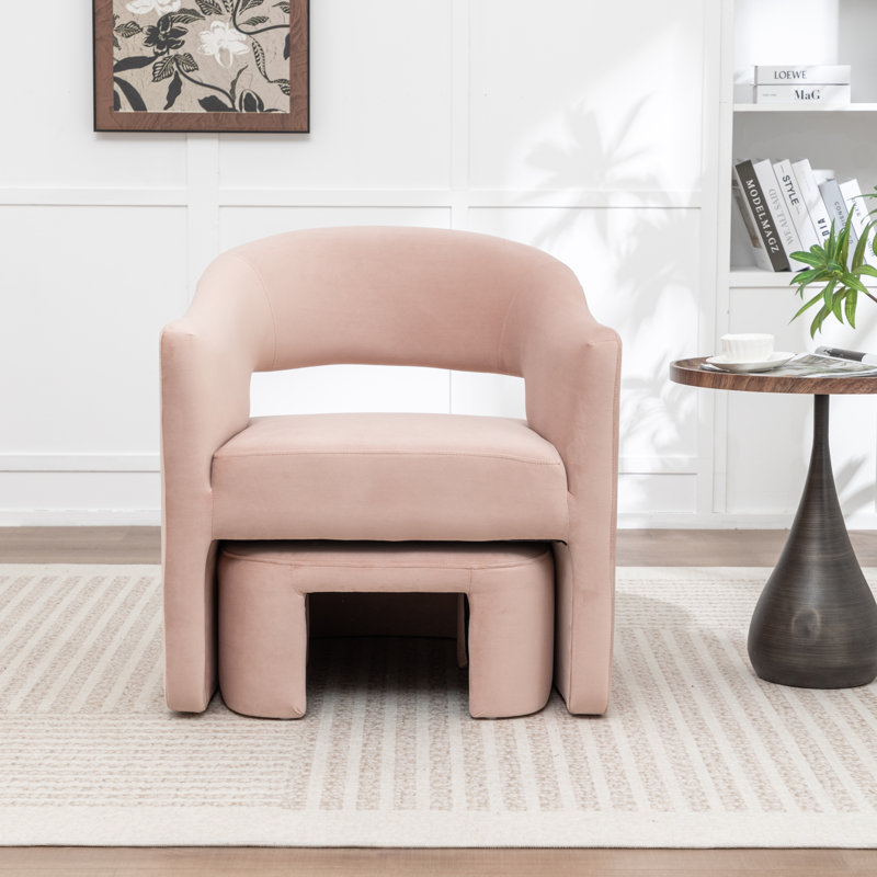 Fauteuil demi-tonneau avec repose-pieds Kyah, Rose