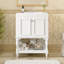 Meuble-lavabo simple 30 po avec pieds tournés et plateau en céramique - blanc-611390901