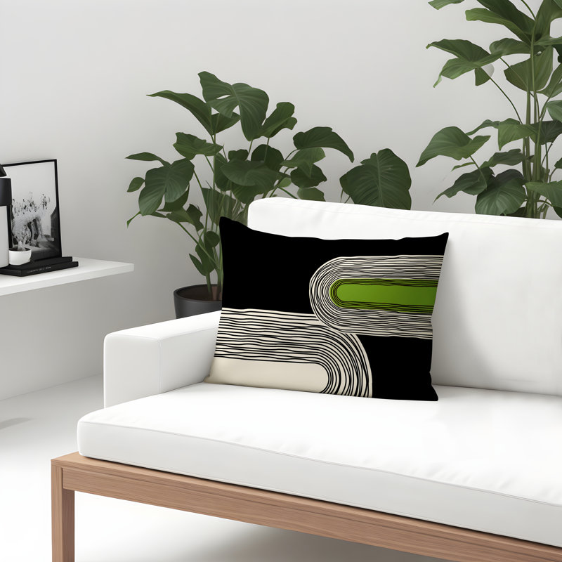 Housse et insert de coussin rectangulaire intérieur / extérieur en polyester filé Cassie, Chartreuse, H 18 po x l 25 po
