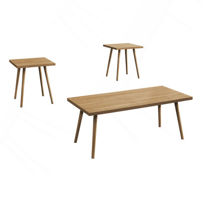 Table Set 3Pcs Set Accent Coffee End Living Room Walnut Laminate Contemporary Modern.