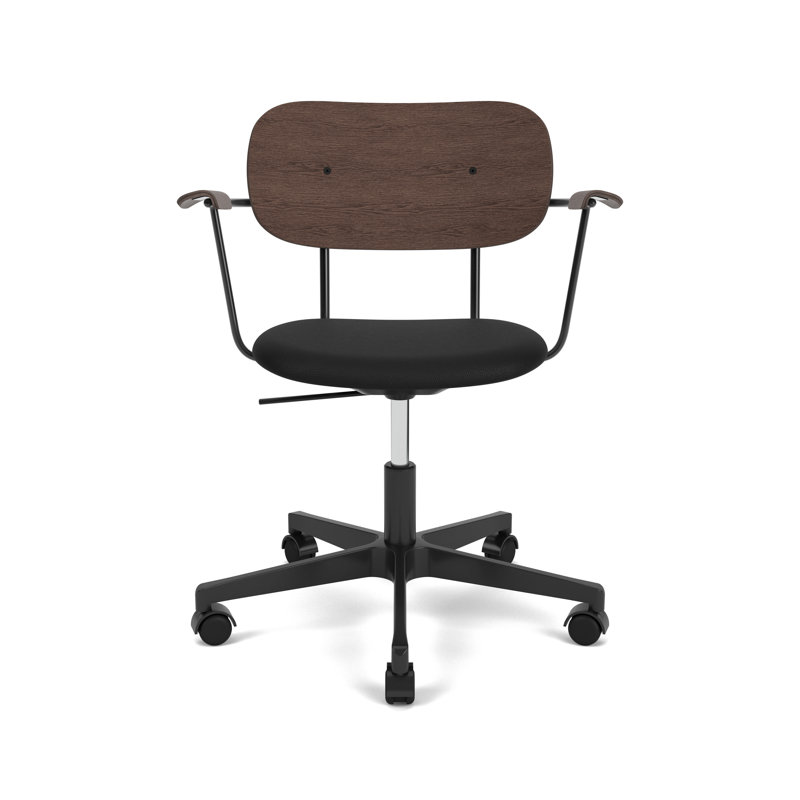 Co Swivel Task Chair, Dark Stained Oak/Black, Black