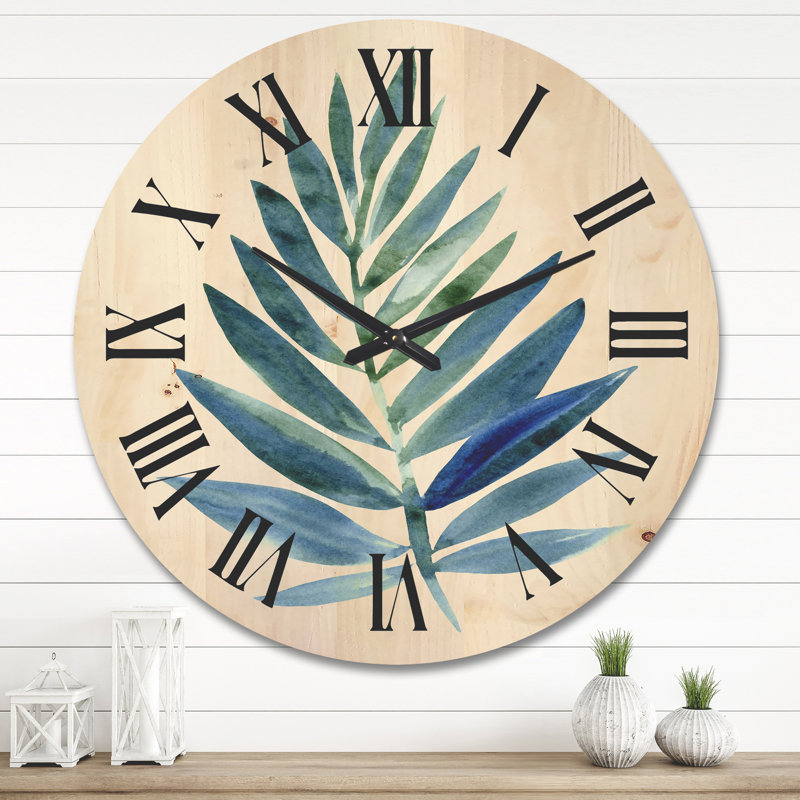 Horloge murale tropicale à feuilles vertes tropicales, Grand