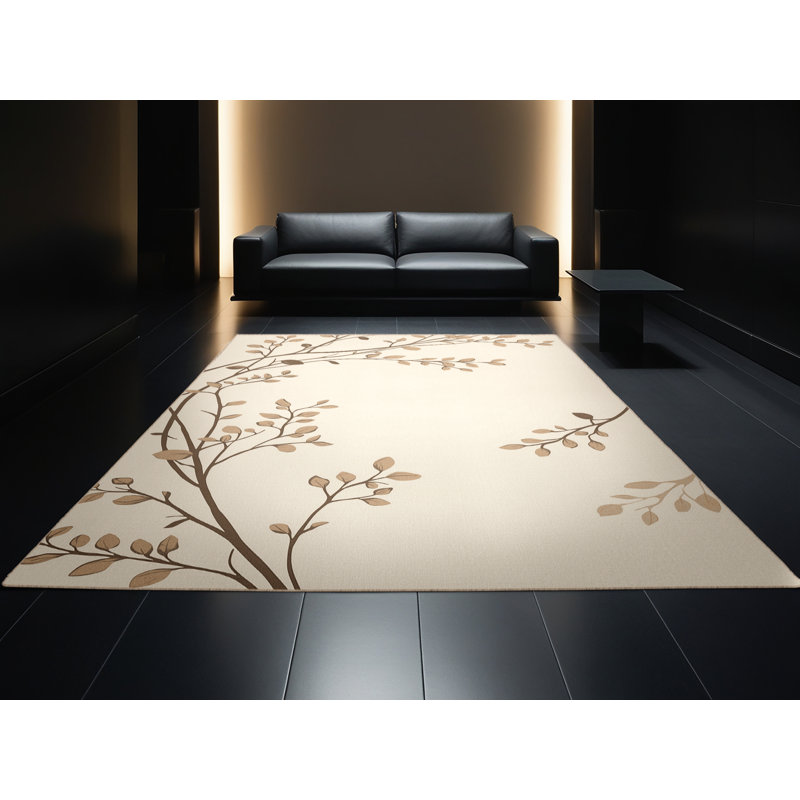 Tapis abstrait moderne et contemporain lavable à la machine Karlov Thanksgiving - beige, 5 x 8