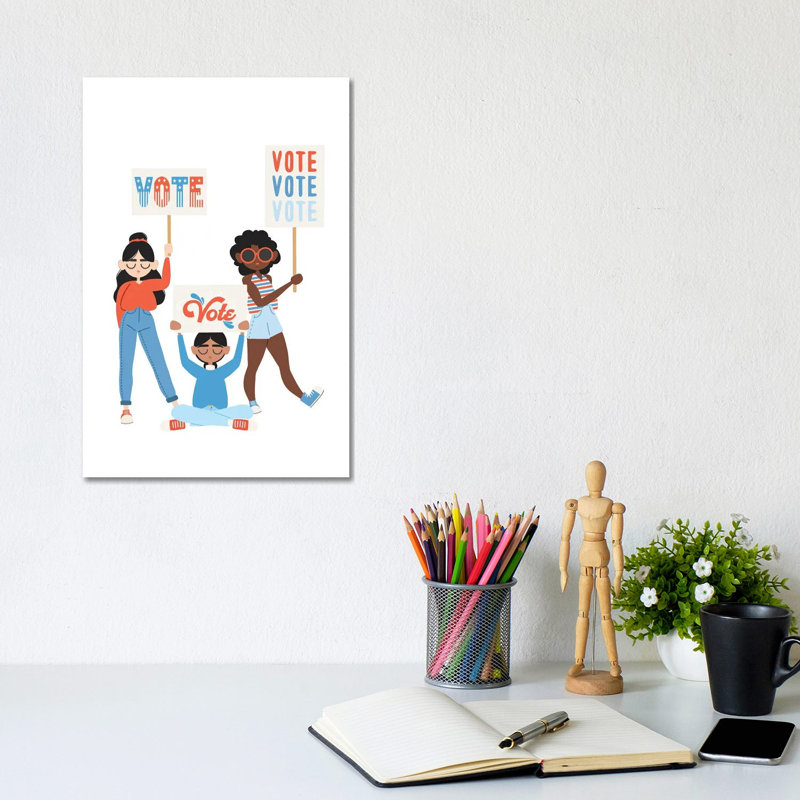 Vote, Vote, Vote 1 Piece Wrapped Canvas Painting, 30.48cm H x 20.32cm W x 1.905cm D