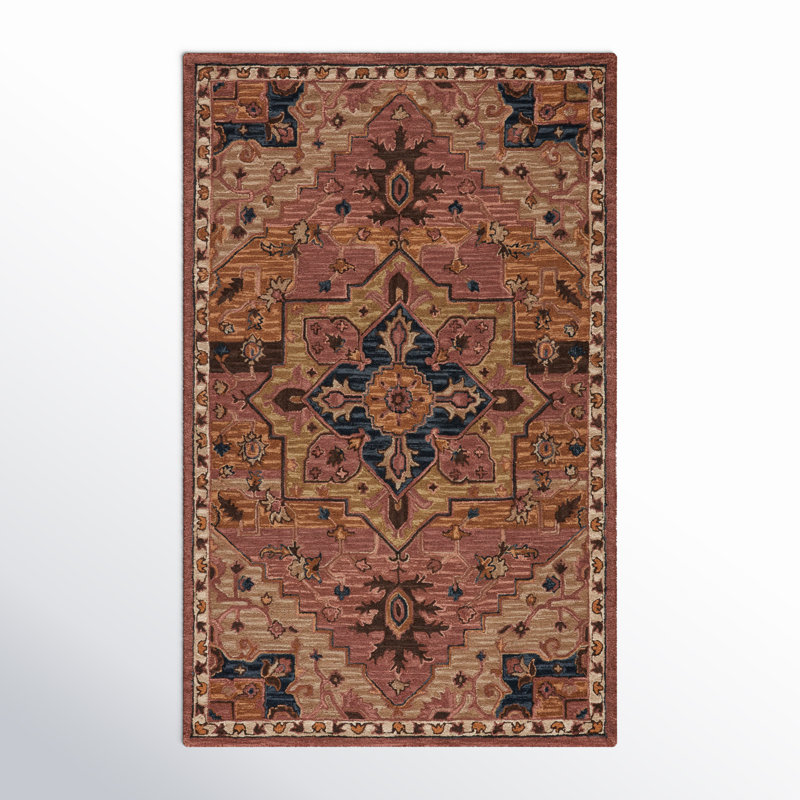 Handmade Tufted Medallion 5' x 8' Blue Wool Area Rug