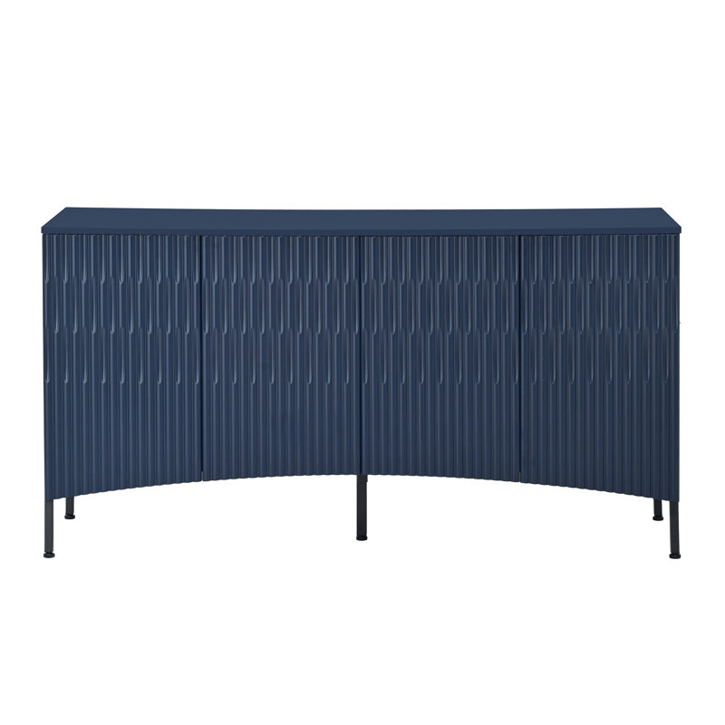 60" Modern 4-Door Sideboard With Adjustable Shelves, Navy Blue
