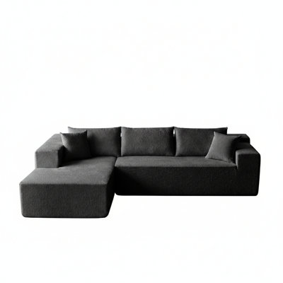 103.54" L-Shaped Modern High-Density Sponge Velvet Modular Sectional Sofa With Chaise & Pillows