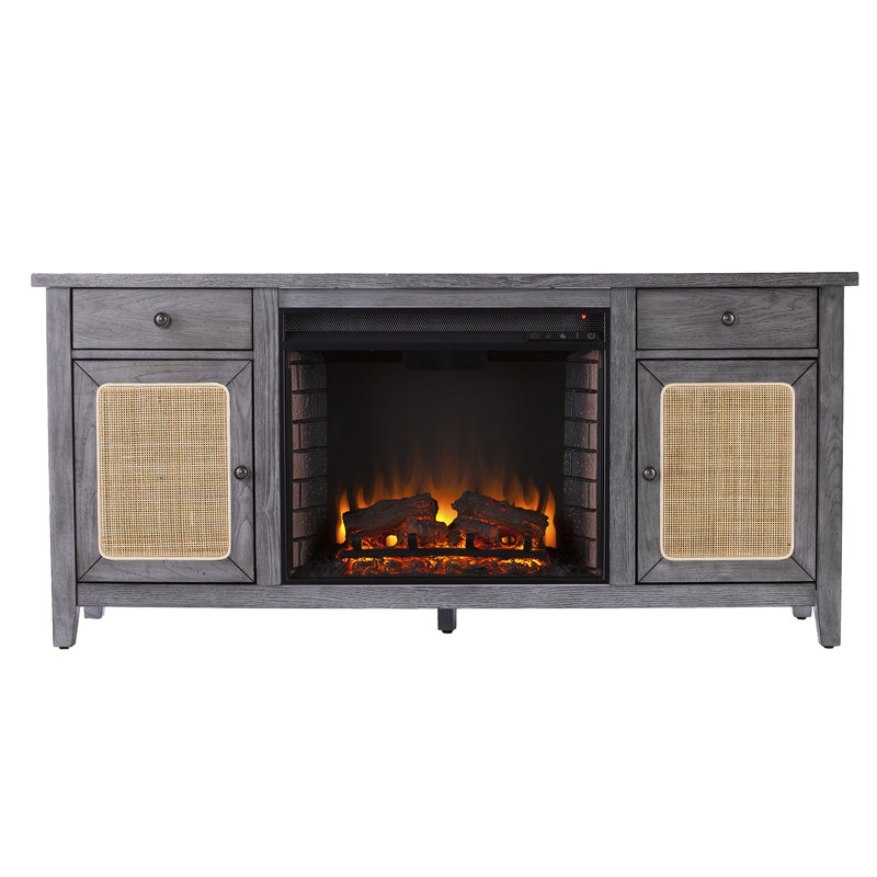 Clubmoss TV Stand for TVs up to 55" with Electric Fireplace Included