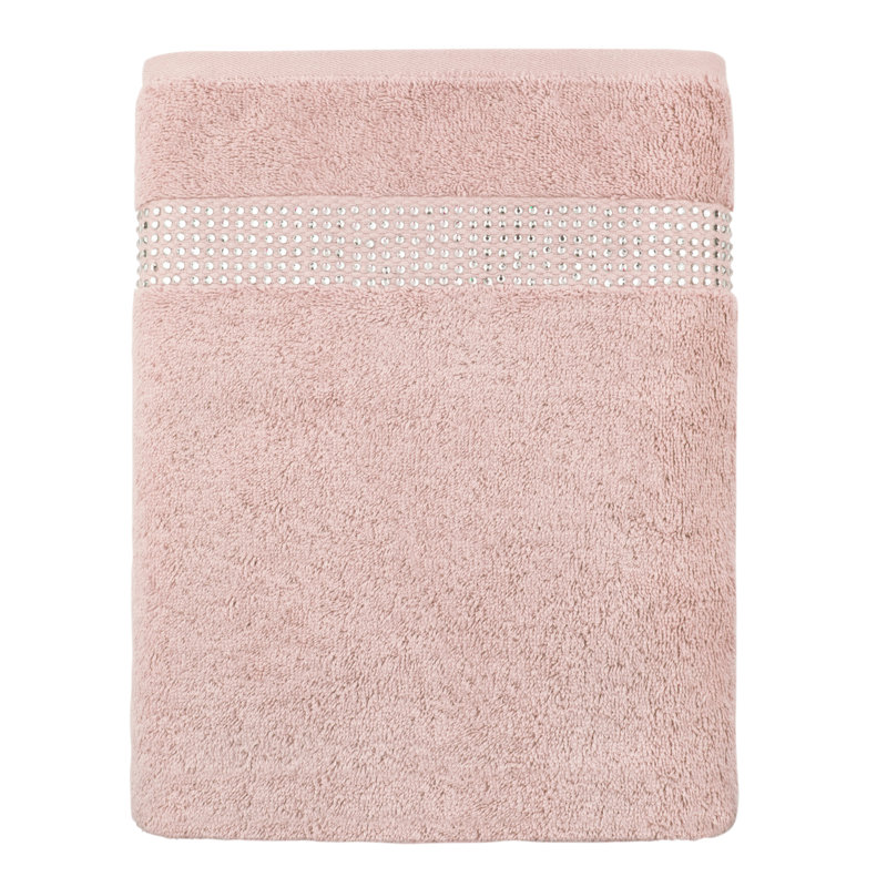 Sparkles Home Stripe Rhinestones Bath Towel | 100% Turkish Cotton Terry Cloth | Machine Washable, Pink