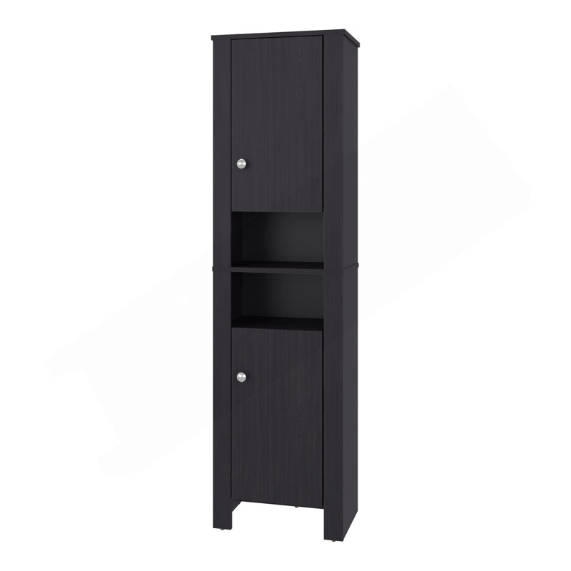 Armoire de salle de bain H 63,3 po, 2 portes, 6 tablettes, wengé noir - Salle de bain