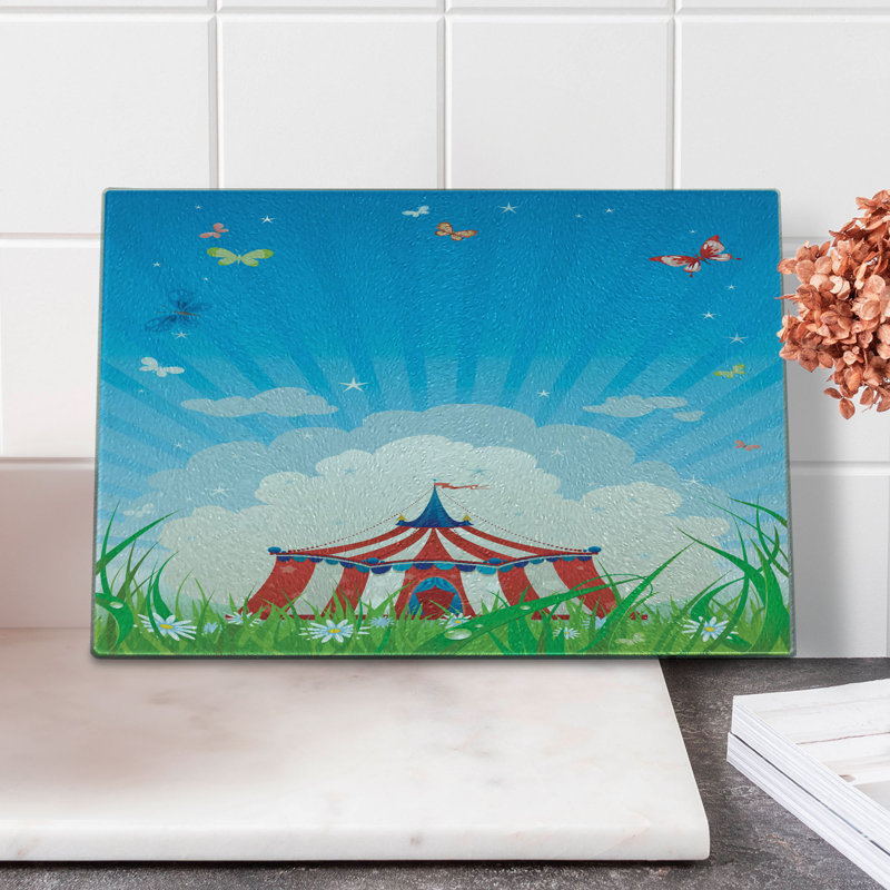Tente de cirque en verre trempé avec nuages Ambesonne Retro rouge vert bleu