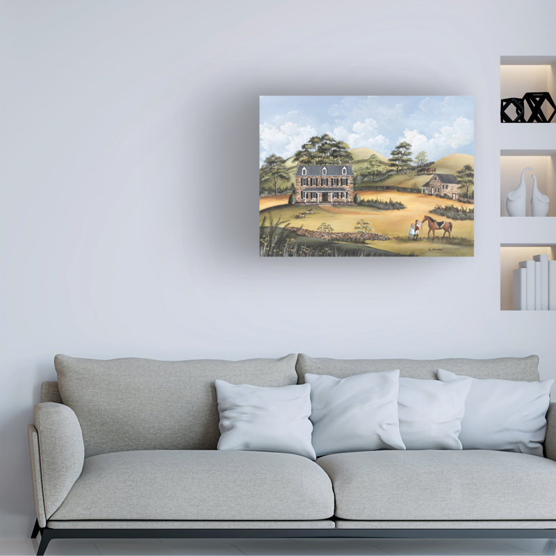 Art mural sur toile tendue - «Rustic Farmhouse Landscape» de Barbara Jeffords pour décoration de salon, de chambre à coucher ou de bureau - 14 x 19