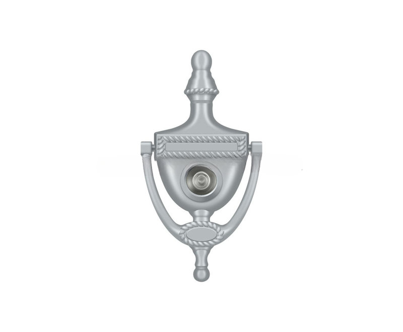 Deltana DKV6RU5 Door Knocker-Viewer, Victorian Rope in Antique Brass, Brushed Chrome