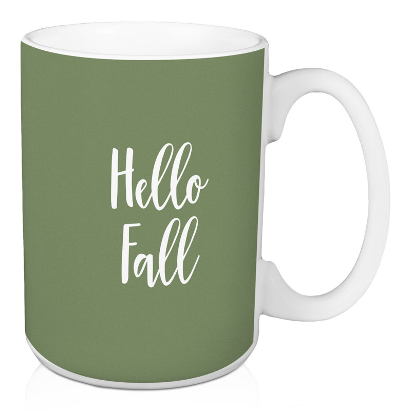Grande tasse à café hello automne Narron, Vert