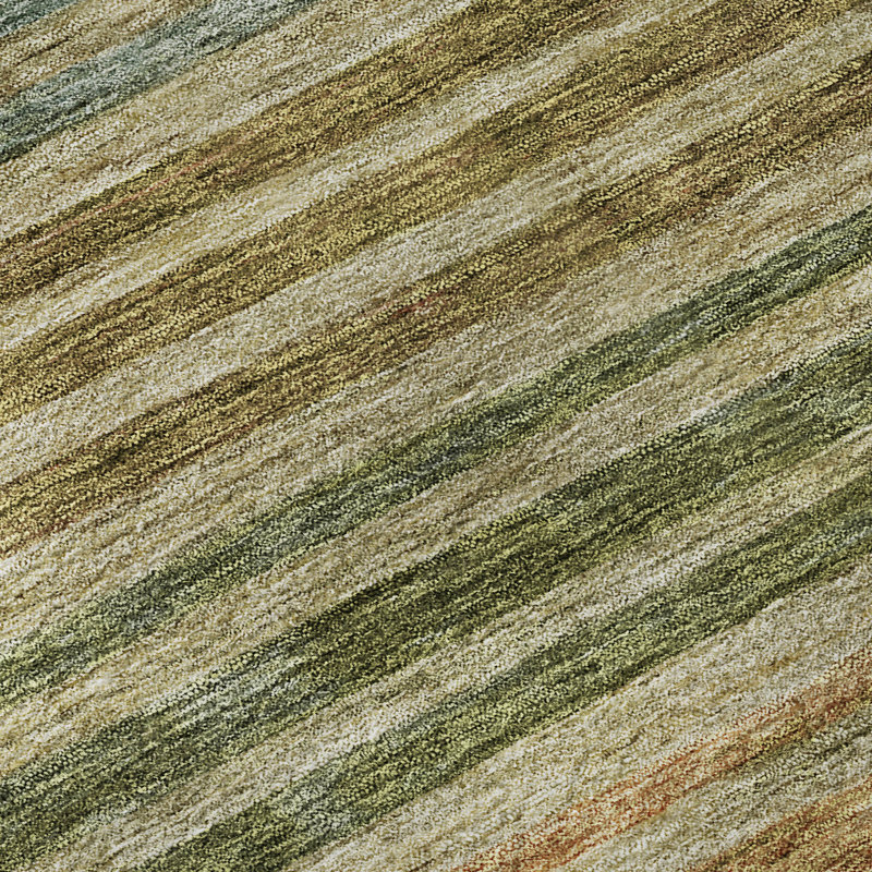Premium Machine Washable Brennon AMF1641 Stripes Rug, Round 8'