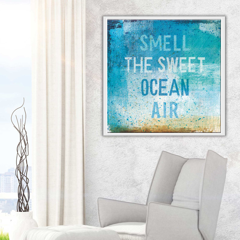 «Beachscape Abstract II», art textuel, H 31,5 po x l 31,5 po x P 2 po, Cadre flottant blanc