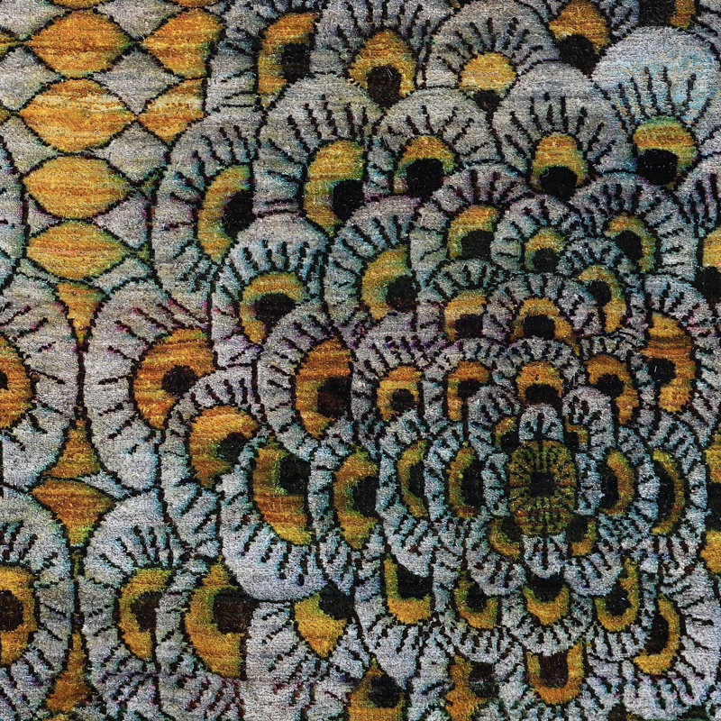 Multicolored Alchemy Contemporary Silk Rug - 5'11" x 8'10"