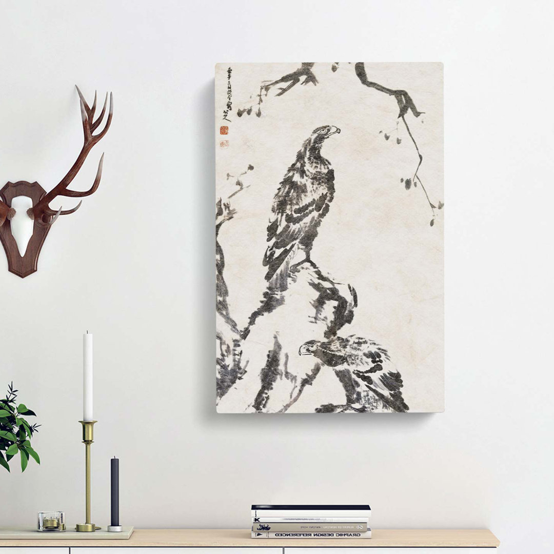Two Eagles by Bada Shanren - Wrapped Canvas