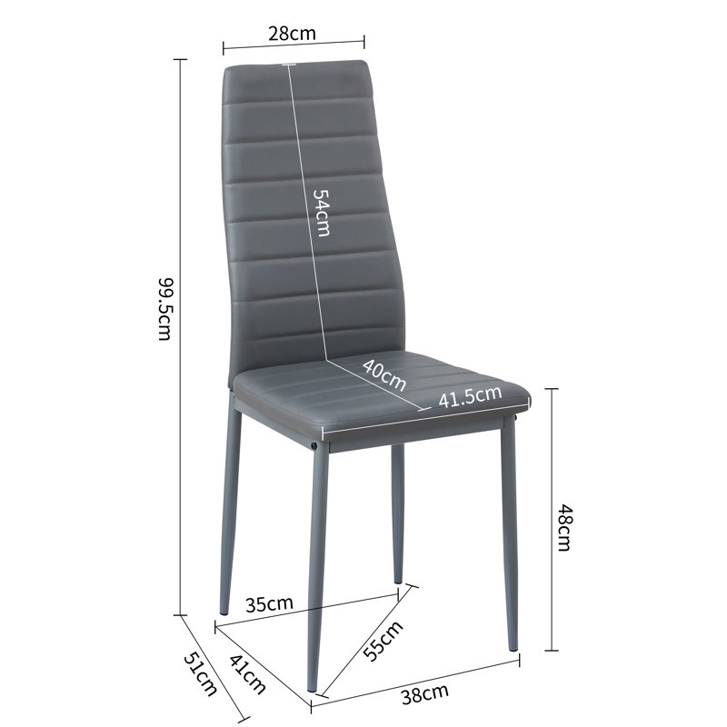 Adonia Upholstered Faux Leather High Back Dining Chairs, Grey, 2