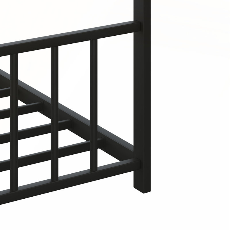 Children's Bed Frame with LED Light Strips, Black, Full / Double