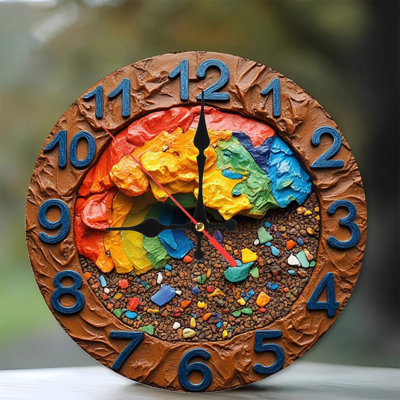 Rainbow Pebble Mosaic Wall Clock
