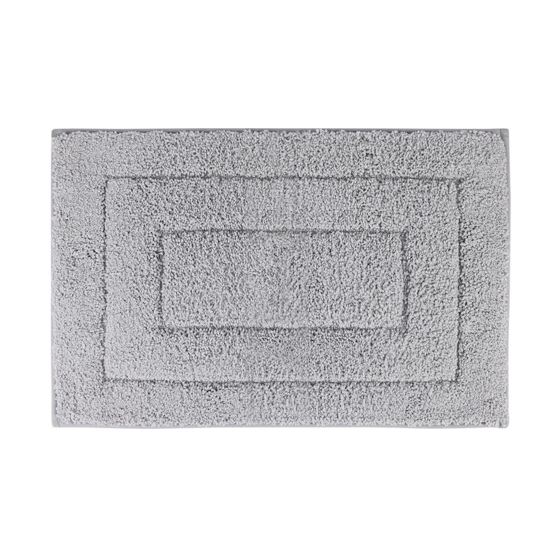 Tapis de bain floqué en velours gris ultra-doux antidérapant BM04-GY, 40,6 cm x 61 cm