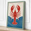 Lobster and Waves Retro - Wrapped Canvas-319982234-319982183