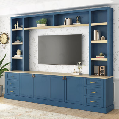 4-Piece Entertainment Center Wall Unit with Adjustable Shelves