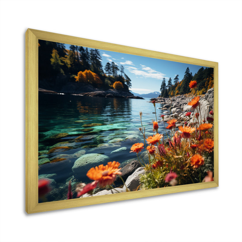 Canada Island Escape - Imprimé, Cadre doré à une seule photo, H 34 po x l 44 po x P 1,5 po