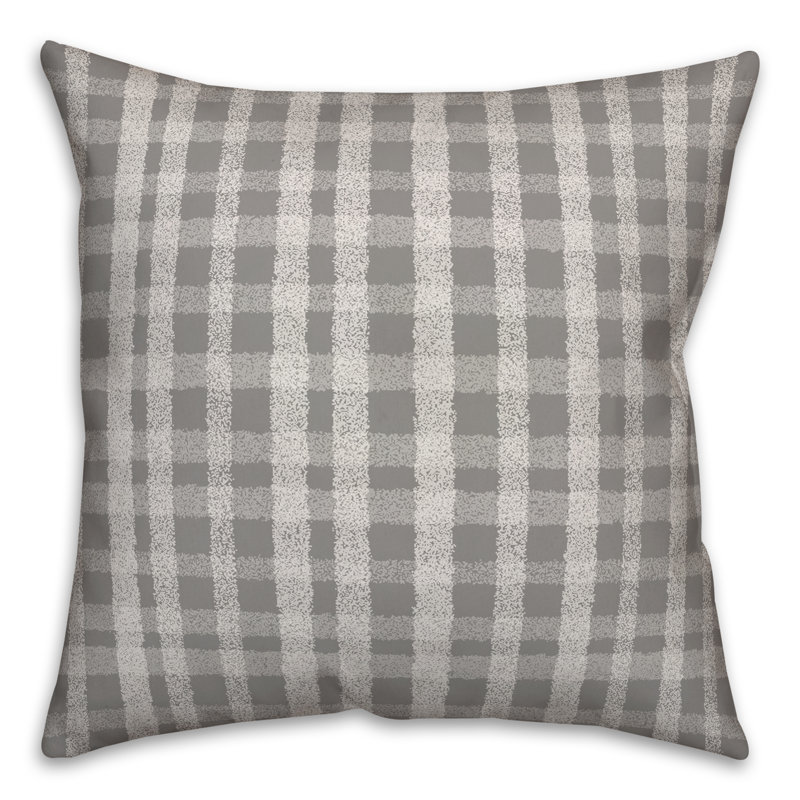 Plaid Outdoor Reversible Throw Pillow, H 18 po x l 18 po, Gris