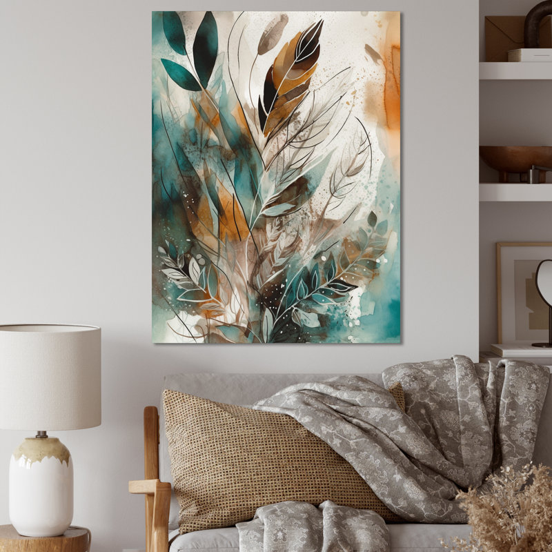 «Lukesha Green and Brown Visions In Boho I», reproduction sur toile, H 32 po x l 16 po x P 1 po, Toile tendue