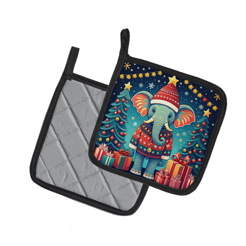 Paire de poignées éléphant de Noël