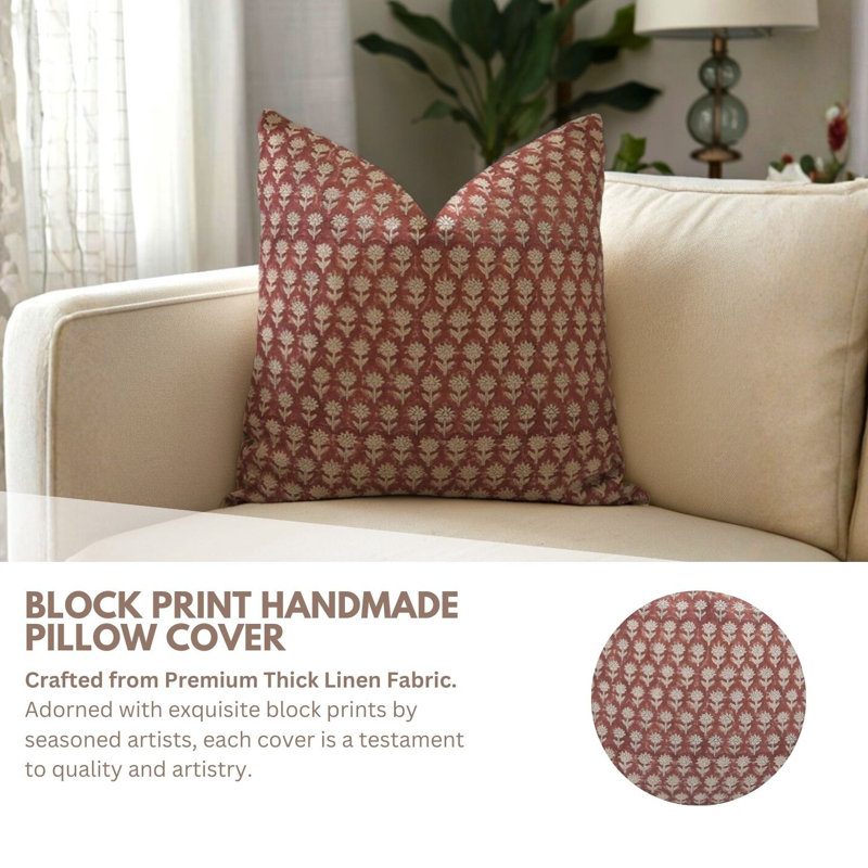 Pankhudi Linen Square Pillow Cover, 20"H x 20"W