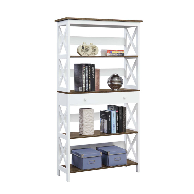 Oakden Etagere Storage Bookcase with Drawer, Driftwood