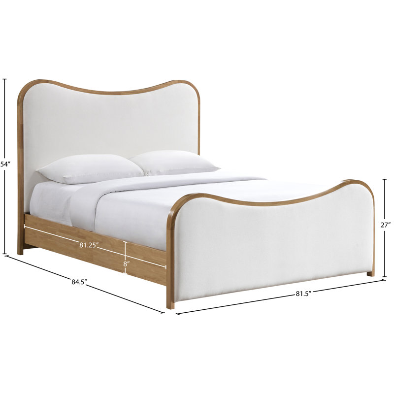 Lit tapissier Arvada, Très grand, Tissu texture crème lin / brossé naturel
