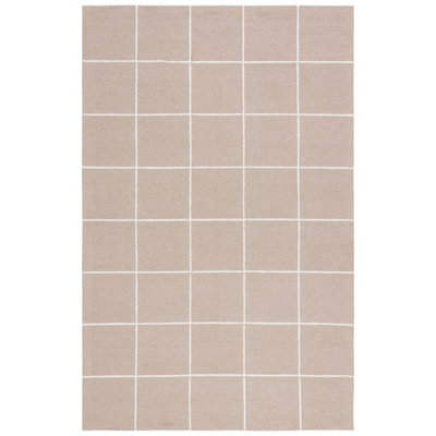 Tapis géométrique beige / ivoire en laine / coton touffeté à la main Martha Stewart 300