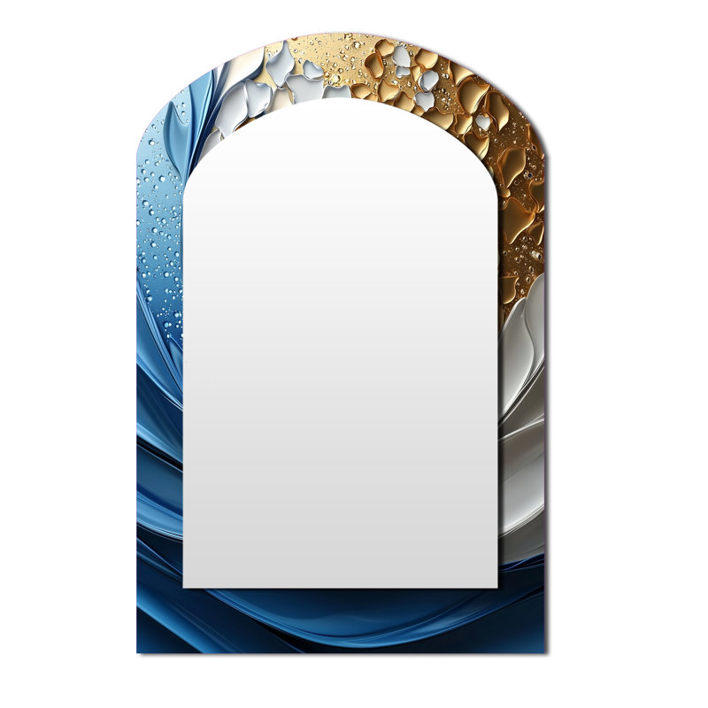 Miroir décoratif asymétrique blanc et bleu, 43 po x 33 po