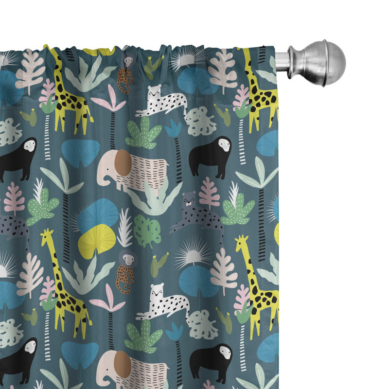 Paire de rideaux semi-transparents avec passe-tringle Jungle, 28 po x 84 po