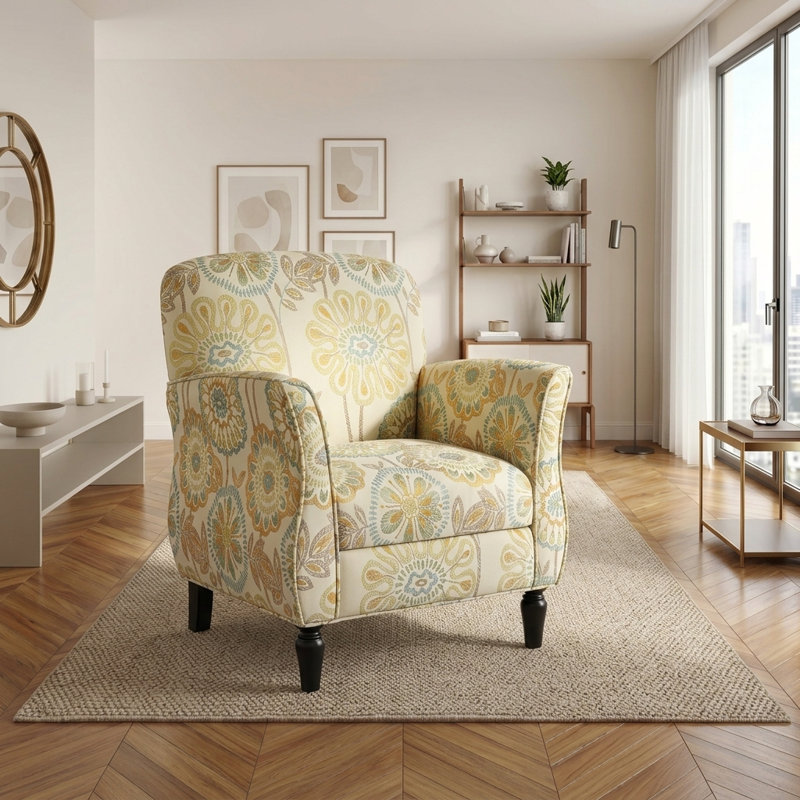 Chaise d'appoint moderne et ergonomique avec design tissé et pieds en bouleau, Beige / jaune