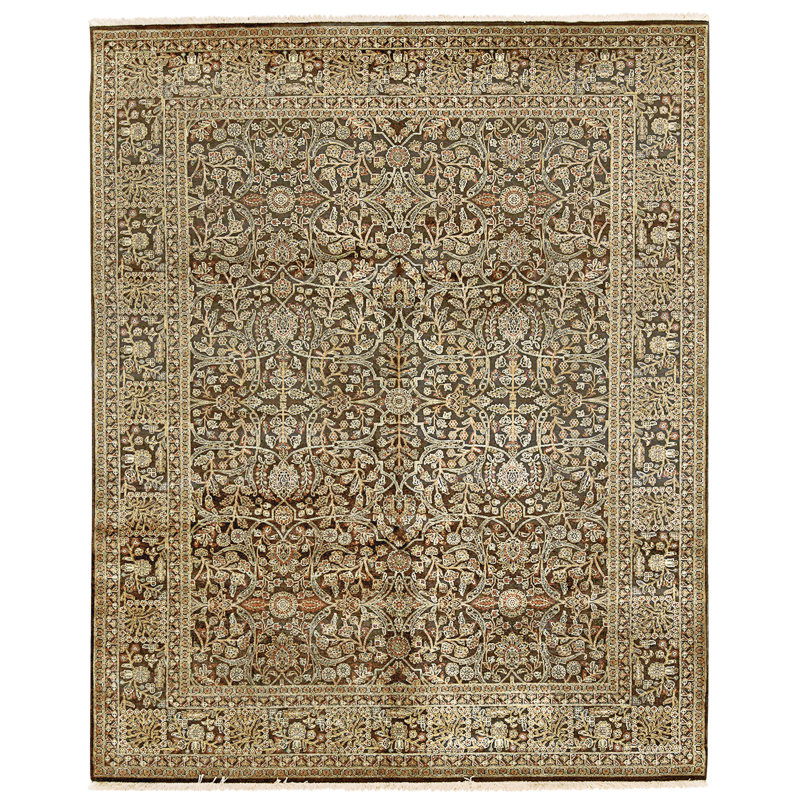 Tapis noir noué à la main de haute qualité
