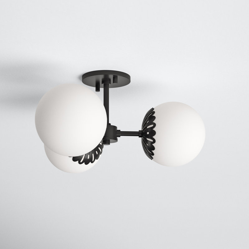 Deniaud Glass Semi Flush Mount, Old Bronze