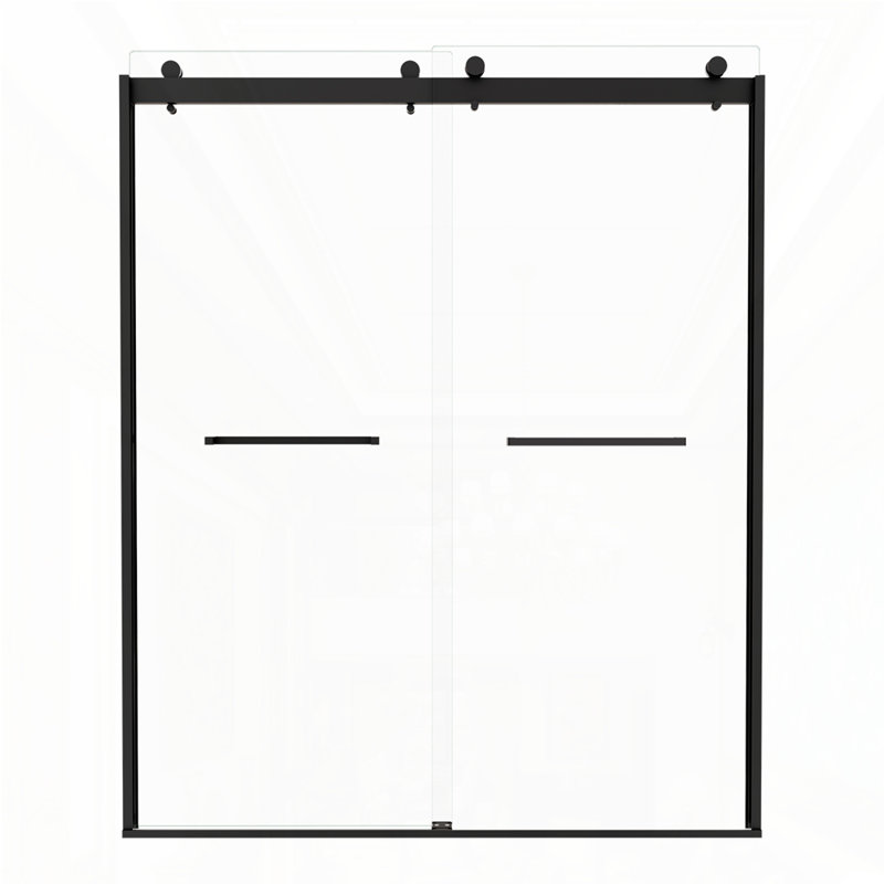 Bypass shower door, sliding door, Matte Black