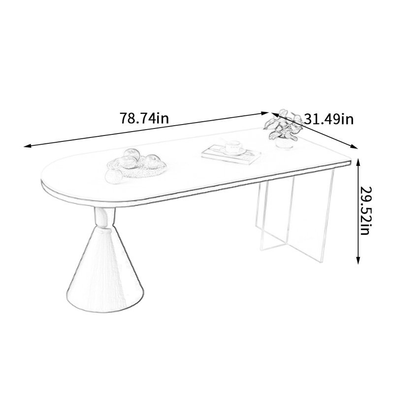 Table de salle à manger Novel, H 29,52 po x L 78,74 po x l 31,49 po