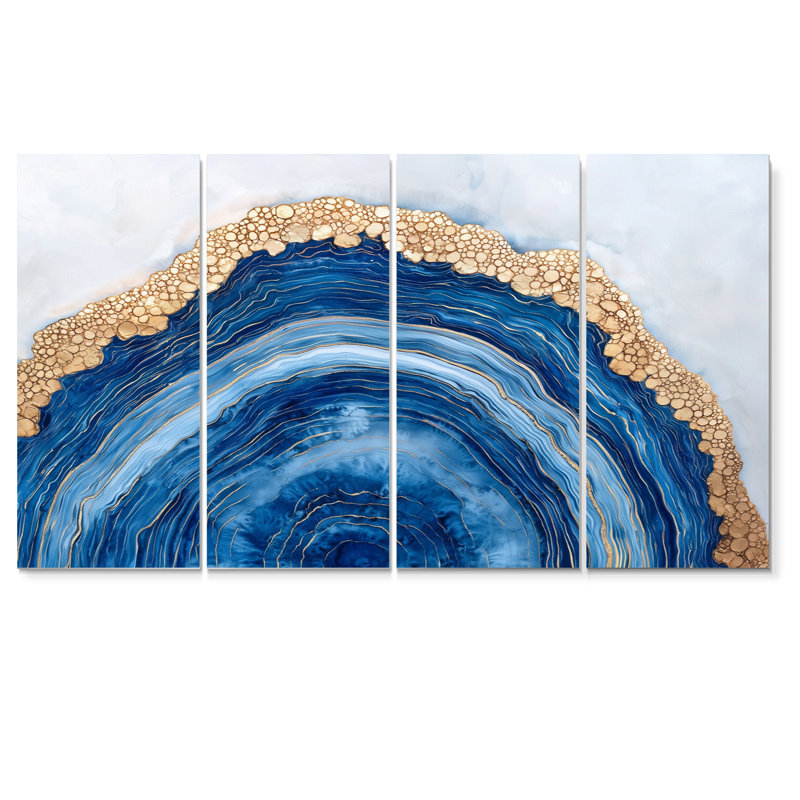 Géode aqua et glissade de bois en spirale I - art mural cristaux - ensemble de décoration murale traditionnelle, 4