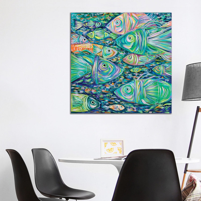 School Of Fish by Estelle Grengs - Wrapped Canvas Painting, 93.98 cm H x 93.98 cm W x 1.91 cm D