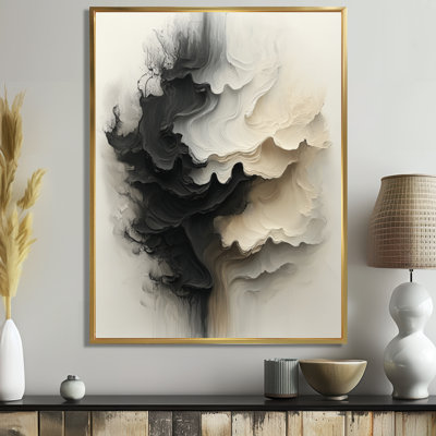 Oldsmar Black White Unbound Horizons Drip Painting III - Drip Painting Framed Canvas Print