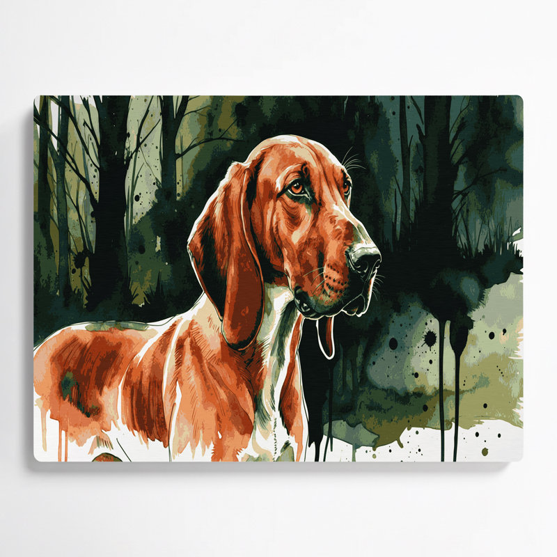 «Dogs Redbone Coonhound», art mural en métal vert, H 20 po x l 30 po