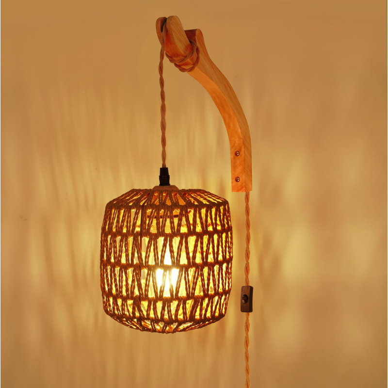 Ameela Solid Wood Plug-in Flush Mounted Sconce