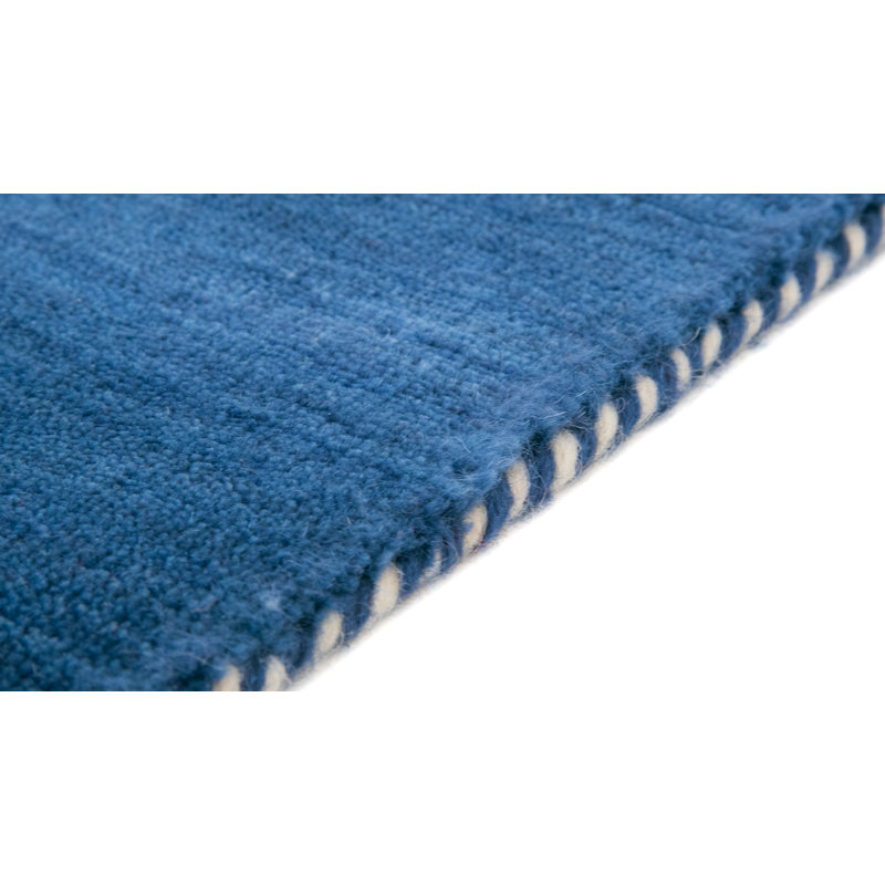 Handwoven Wool Gabbeh Uni Blue Rug, Runner 75 x 240cm